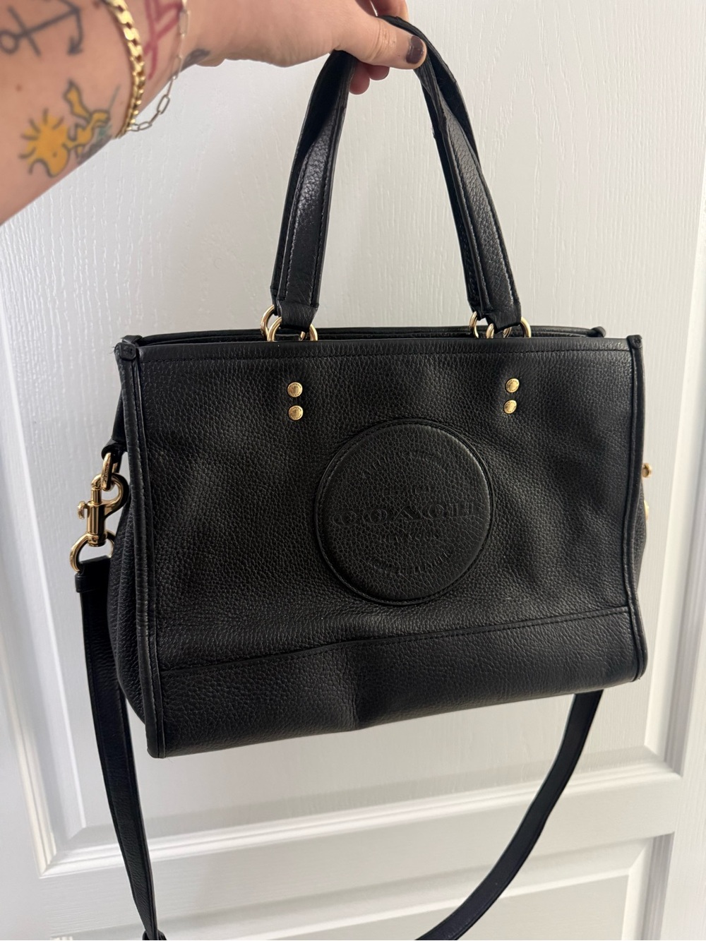 COACH Tote Bag C2004 Dempsey Carryall With Patch Pebbled Leather 2WAY - Picture 2 of 8